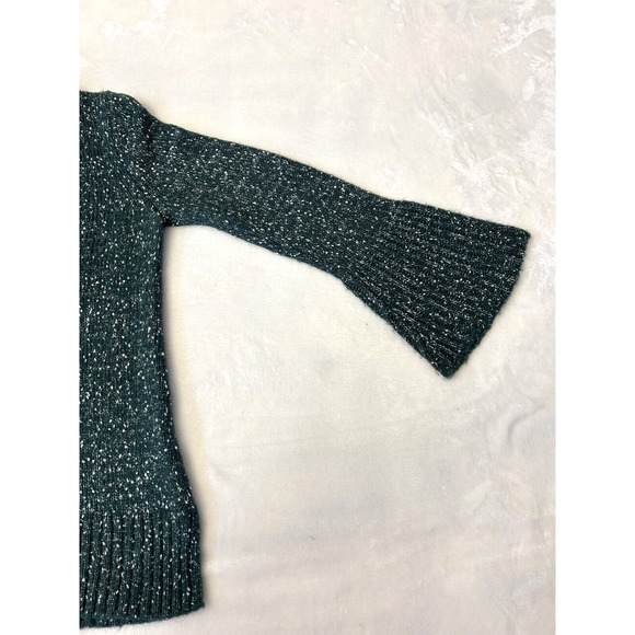 Ann Taylor Womens Mock Neck Sweater Sz M Green Marled Bell Sleeve - Picture 5 of 8
